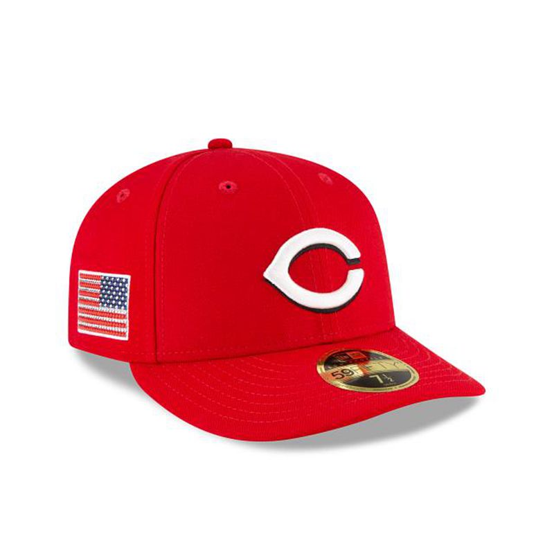 MLB Cincinnati Reds Crystals From Swarovski Flag Low Profile 59Fifty Fitted (MWD7024) - Red New Era Caps